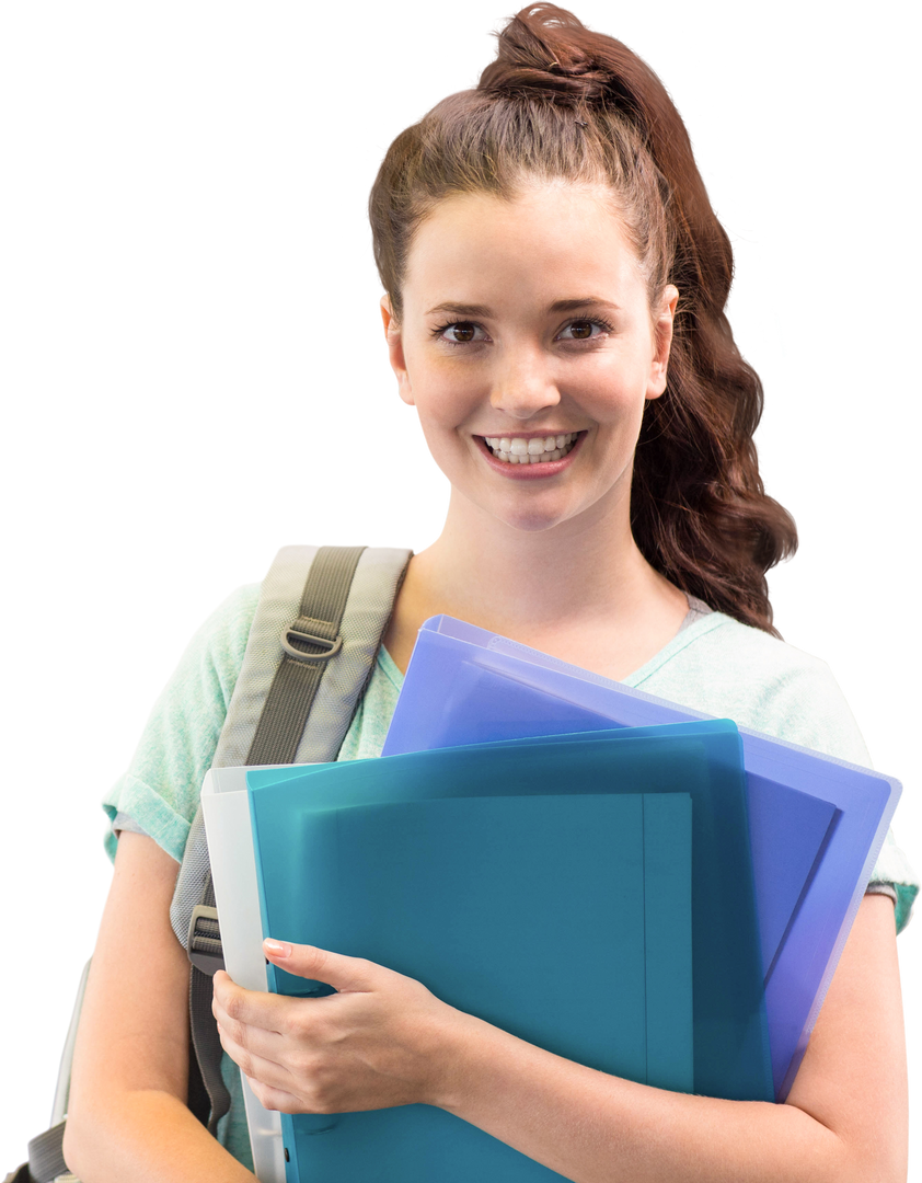 Smiling Student Holding Colorful Folders Transparent Background - Download Free Stock Images Pikwizard.com