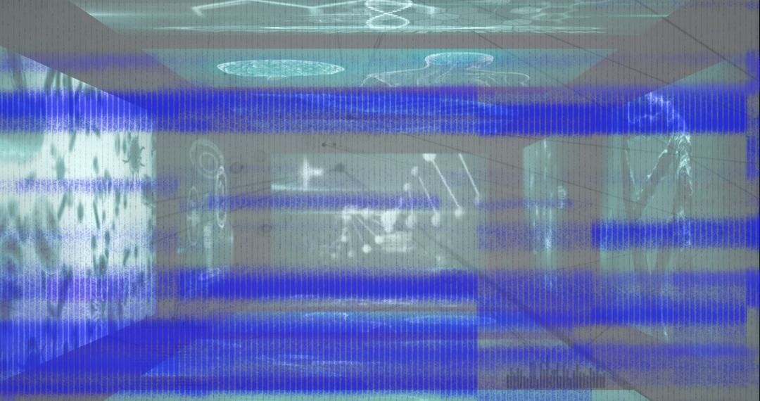 Futuristic Digital Corridor with Abstract Geometric Patterns