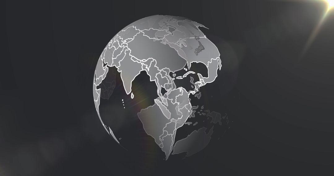 Digital Globe with Light Trails on Black Background