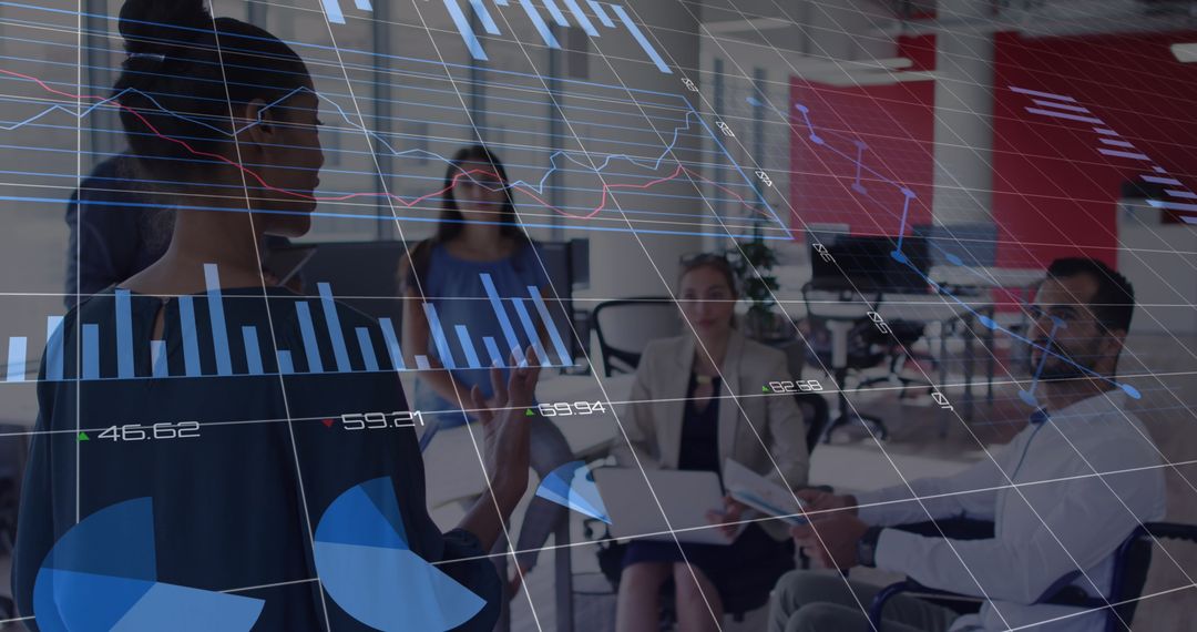 Businesswoman Presenting Data Analysis in Modern Office