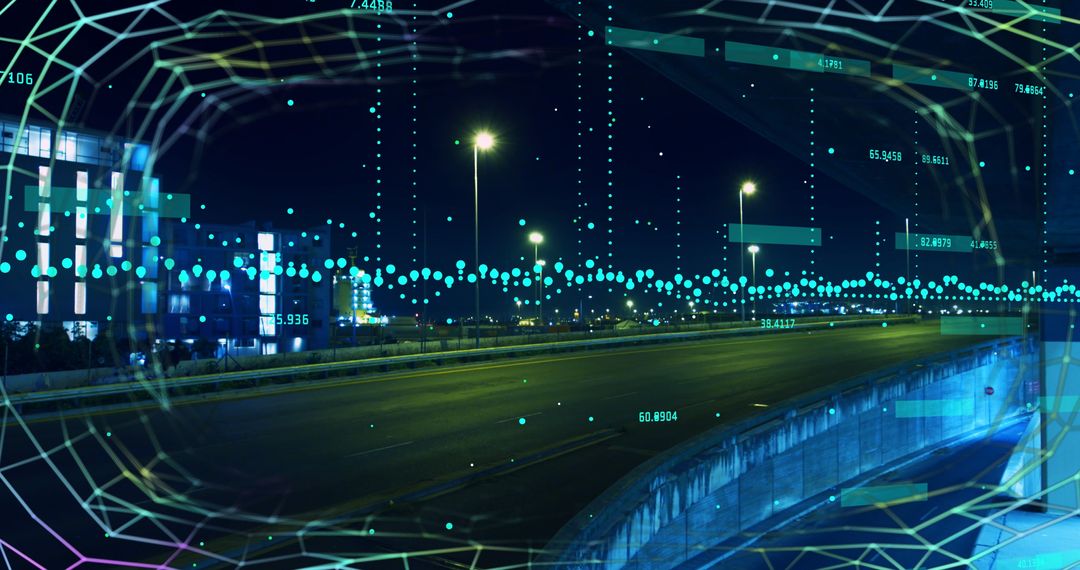 Cityscape with Virtual Financial Data Overlay