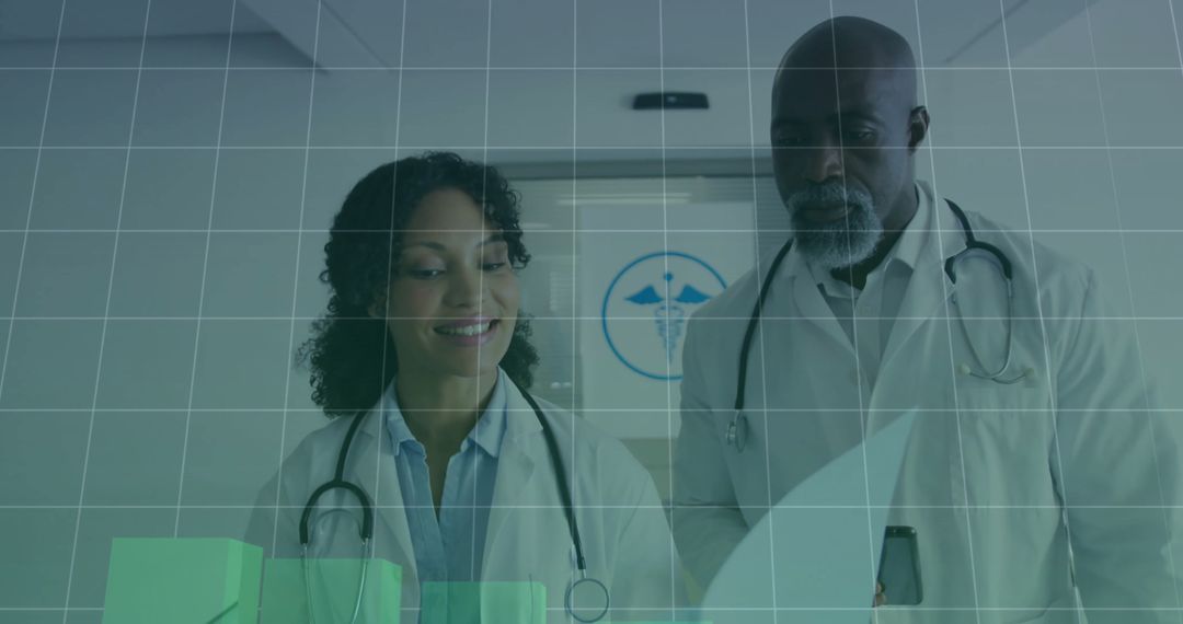 Doctors and Digital Data Visualization in Modern Medical Facility