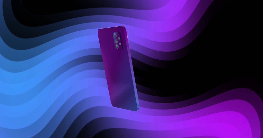 Smartphone over Digital Gradient Background with Fluorescent Colors