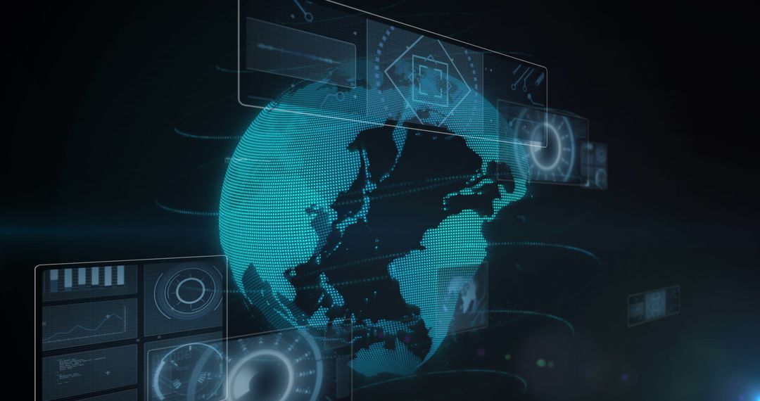 Digital Data Streams Surrounding 3D Representation of Earth