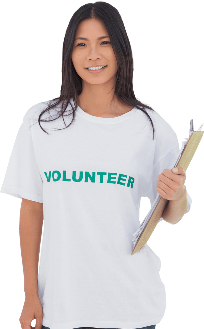 Transparent Background Female Volunteer Holding Clipboard