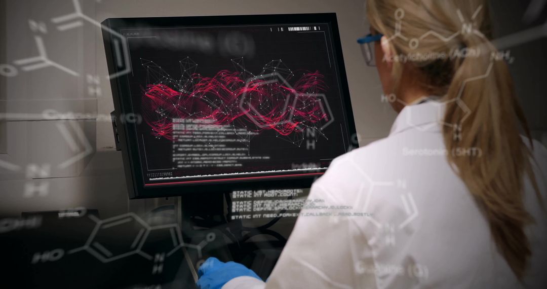 Female Scientist Analyzing Data on Laboratory Computer