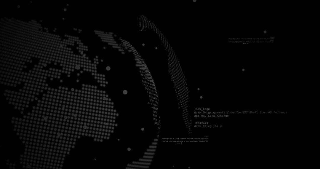 Global data processing on digital interface with dotted globe