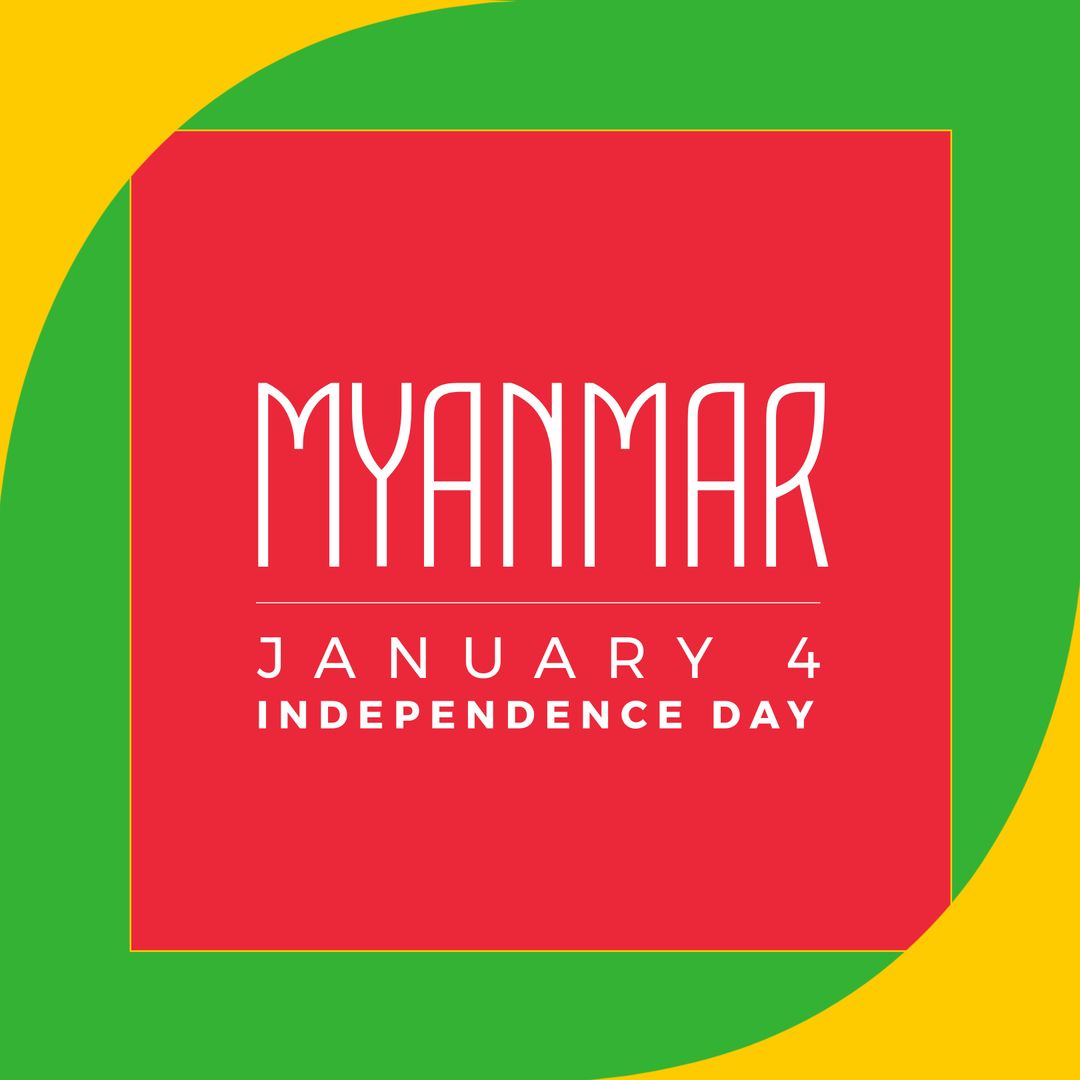 Myanmar Independence Day Celebratory Design with National Colors