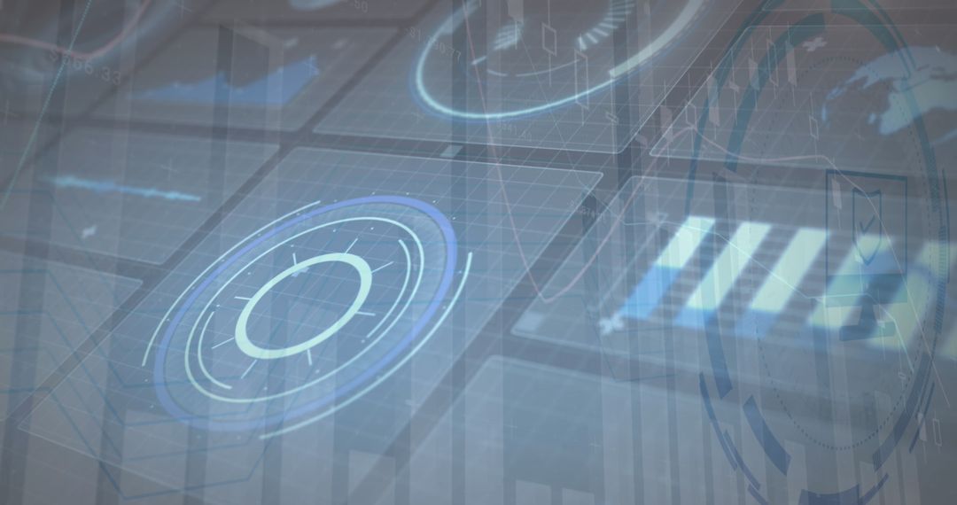 Futuristic Digital Data Interface with Blue Holographic Displays