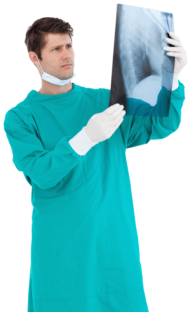 Doctor Analyzing X-ray with Transparent Background