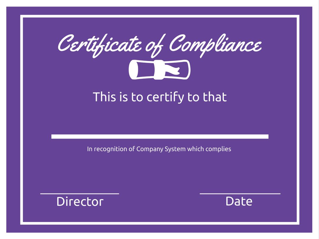 Certificate of Compliance Template with Seal for Corporate and Educational Use - Download Free Stock Templates Pikwizard.com