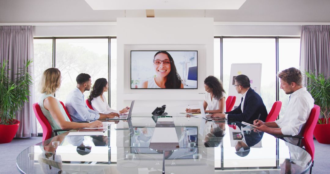 Diverse Team in Office Video Conference Meeting