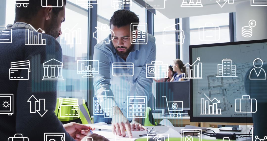 Innovative Architects Collaborating with Digital Overlay Elements