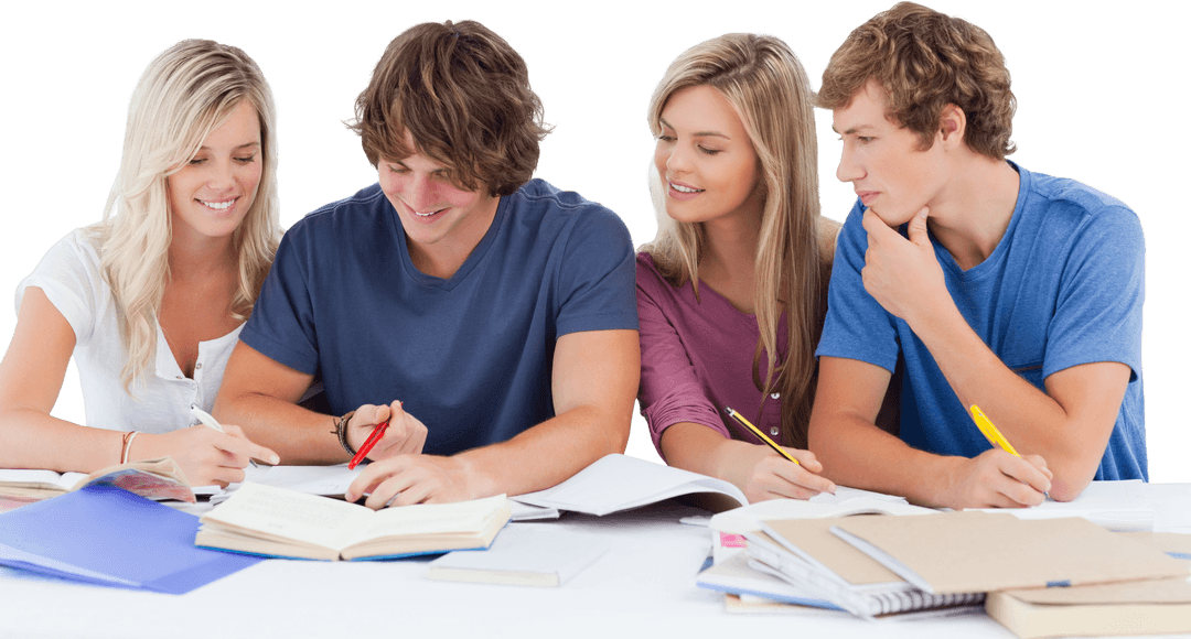 Transparent Group of Students Studying Together Collaboratively