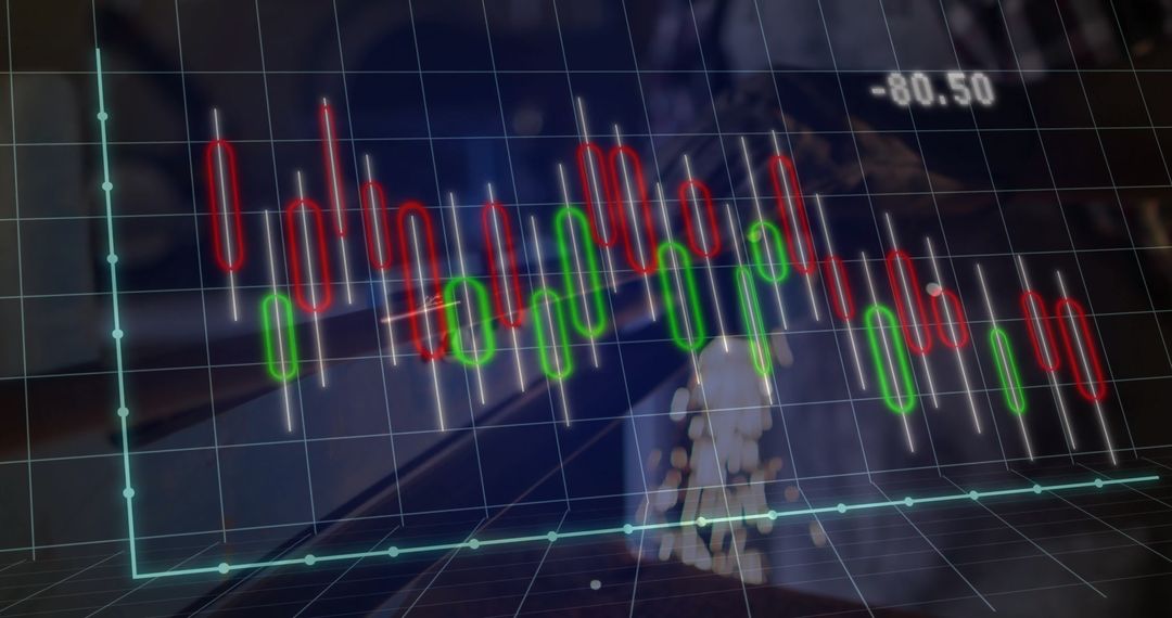 Businessman Handling Finance with Digital Trading Chart Overlay