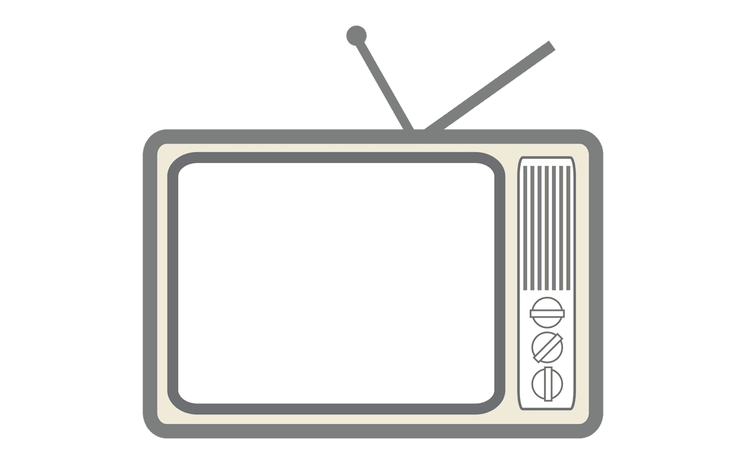 Retro TV Illustration Blank Screen Transparent Background Vector