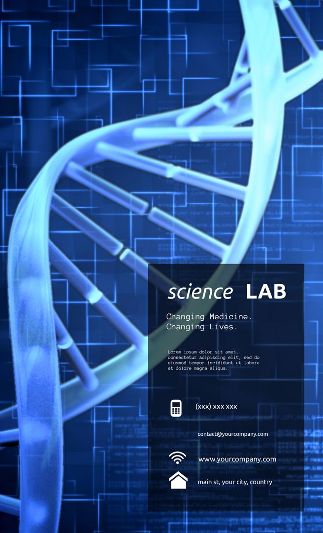 DNA Helix on Blueprint Background Symbolizing Genetic Innovation