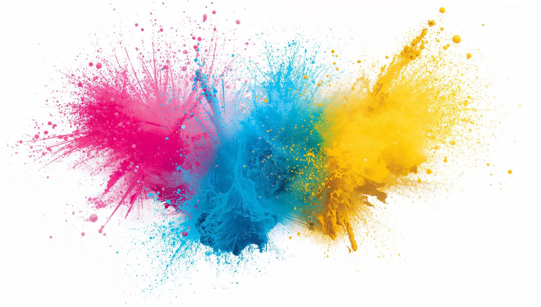 Vibrant Magenta Cyan Yellow Color Explosion in Abstract Form