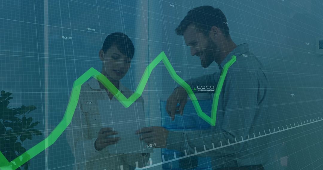 Colleagues Analyzing Data on Digital Chart in Office