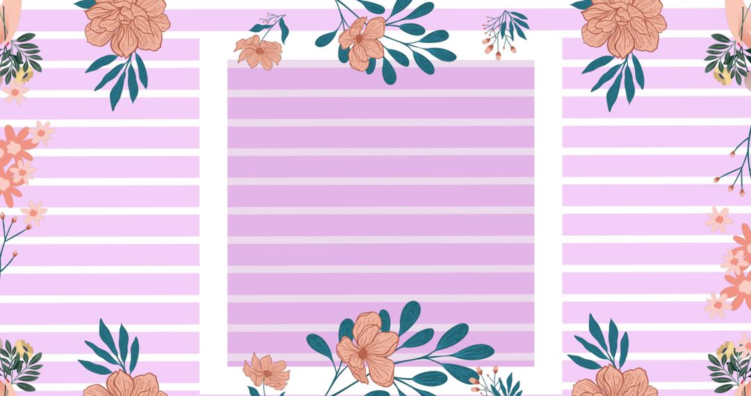 Floral Striped Design with Peach and Teal Accents