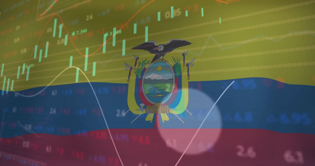 Ecuador Flag Overlay Financial Chart Symbolizing Economic Insights