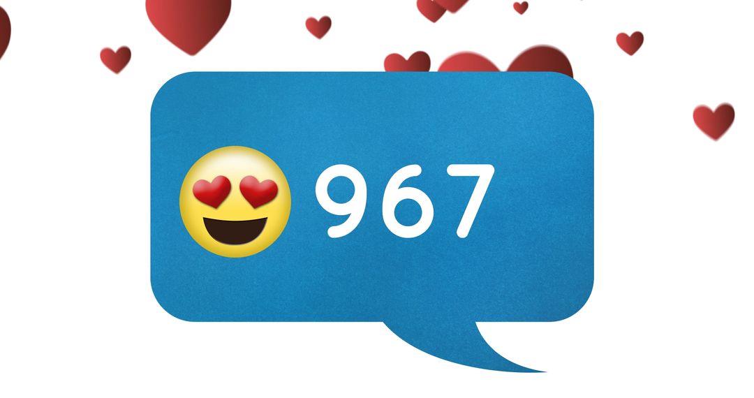 Emoji Love Reaction: 967 Notifications White Background