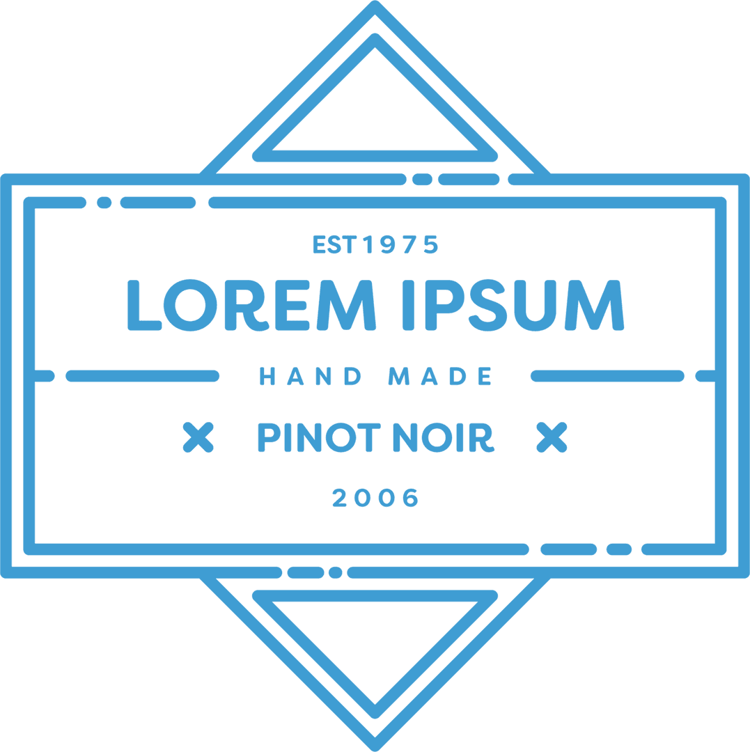 Blue Badge Design with Handmade Text on Transparent Background