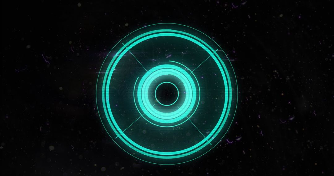 Futuristic Neon Digital Interface with Circular HUD