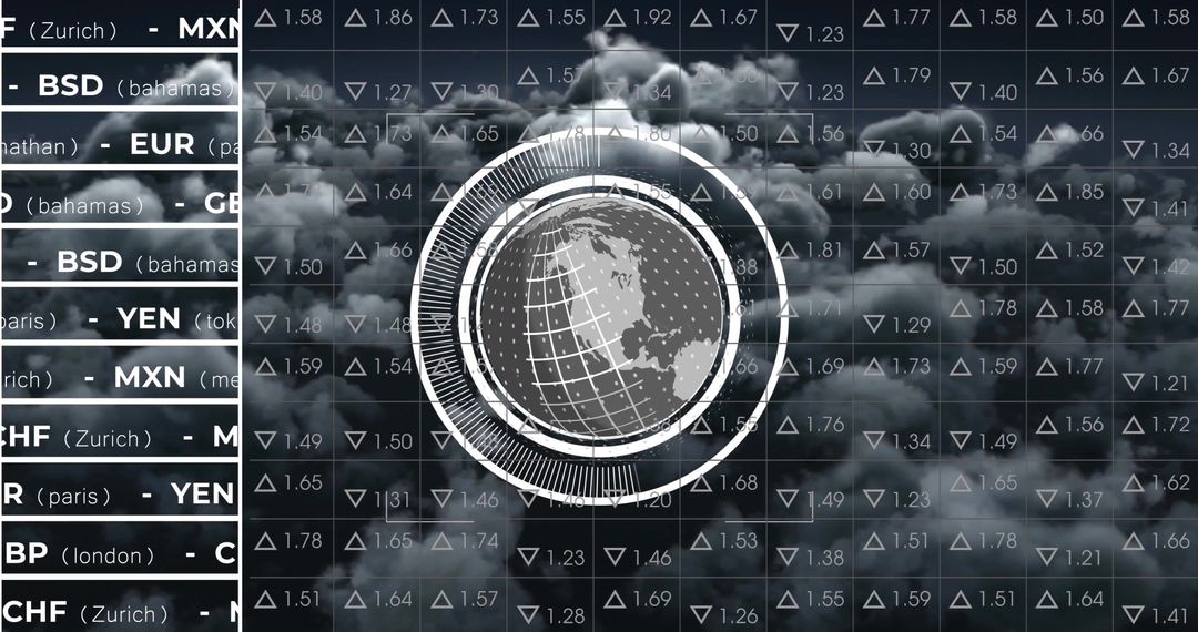 Digital Globe with Data Visualizations on Cloud Background