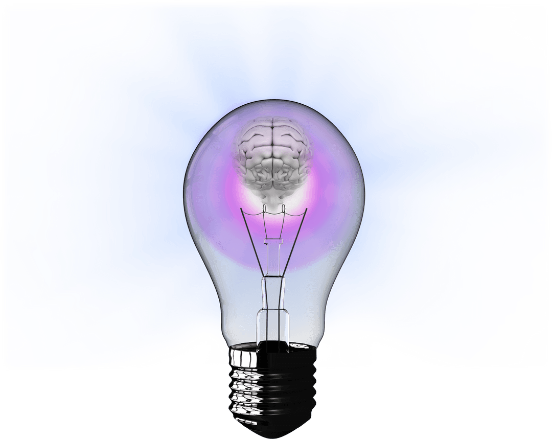 Transparent Lightbulb with Brain Inside Illustrating Innovation Concept
