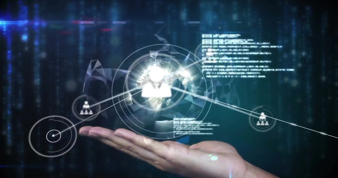 Digital Data Network Above Hand with Global Connections