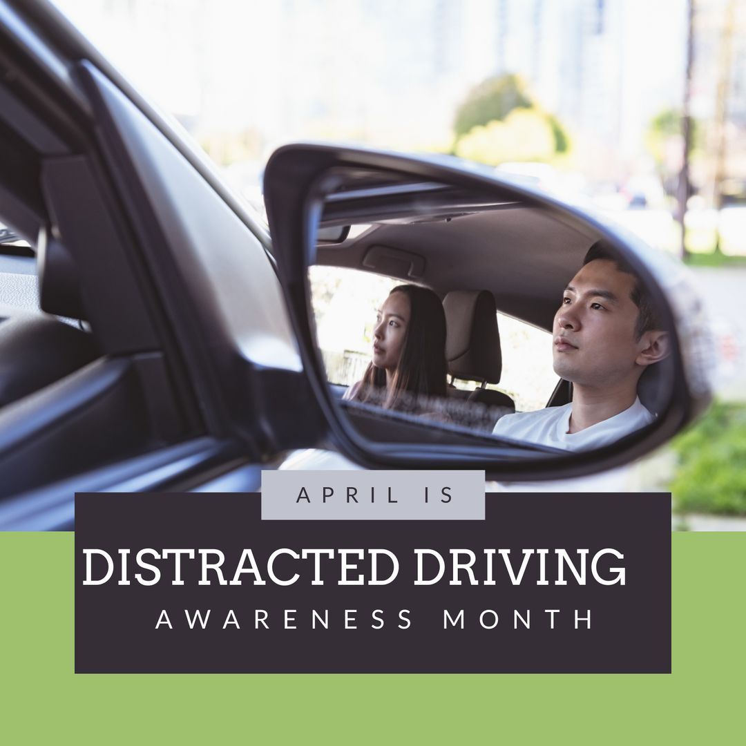 Distracted Driving Awareness Campaign with Couple in Car Reflection