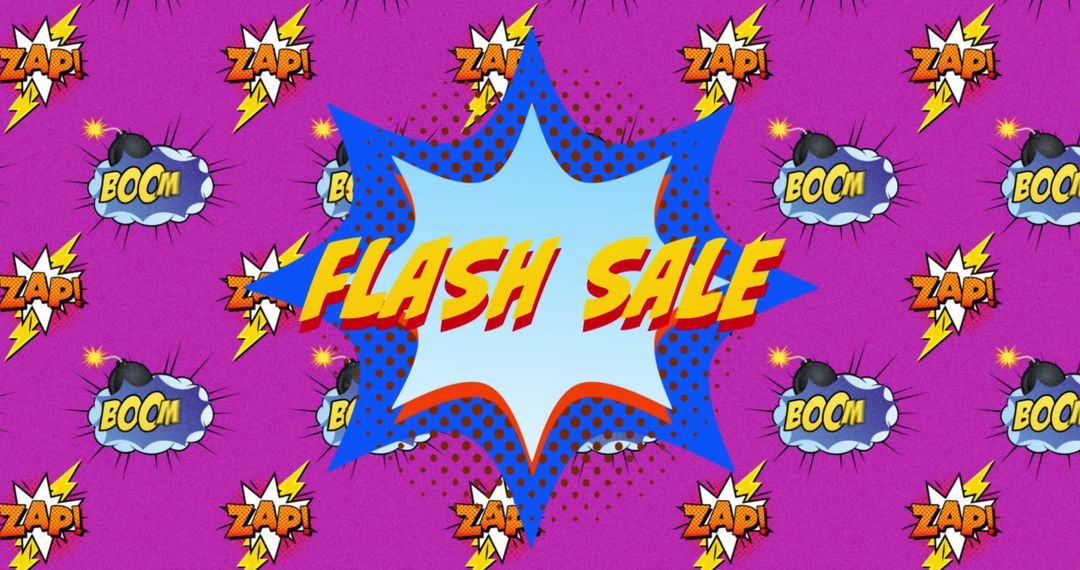 Flash Sale Cartoon Style Background with Comic Speech Bubbles