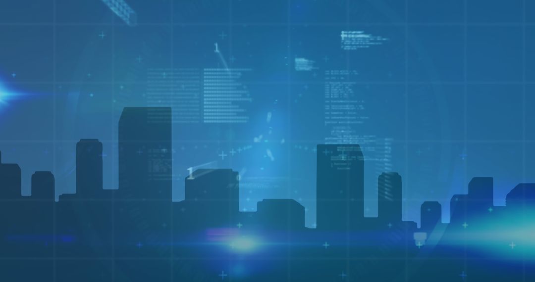 digital cityscape with data overlay and abstract blue - Free Images, Stock Photos and Pictures on Pikwizard.com