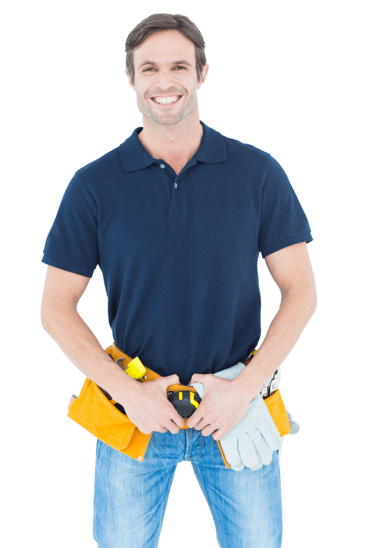 Transparent Background Portrait of Smiling Construction Worker