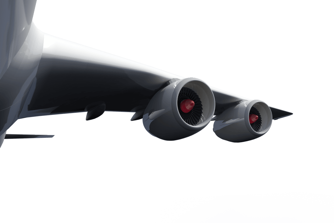 Digital Airplane Engines Illustration on Transparent Background