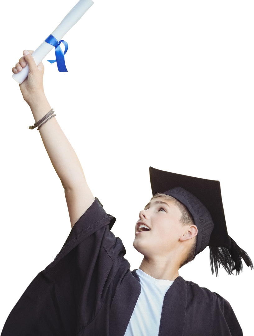 Excited Young Graduate in Cap and Gown Holding Diploma Transparent - Download Free Stock Images Pikwizard.com