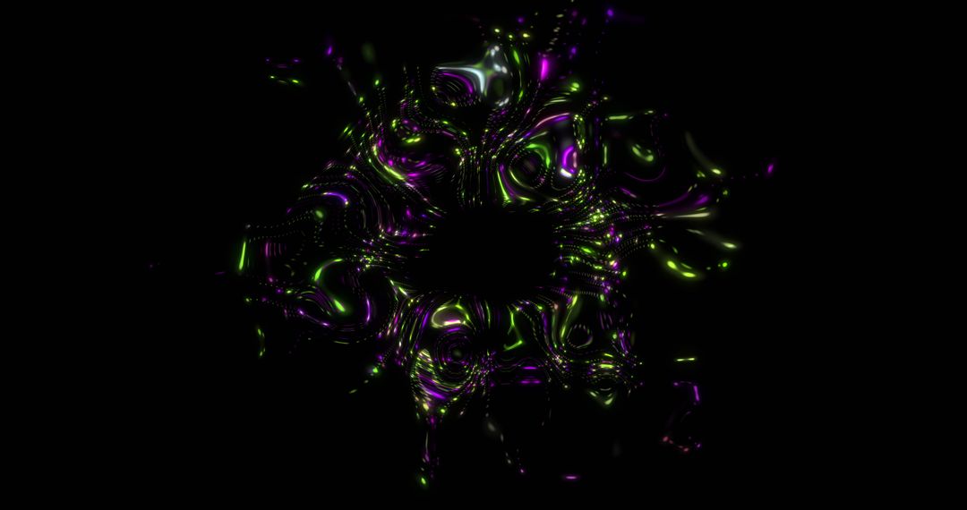 Abstract Motion of Blurred Neon Lights on Black Background