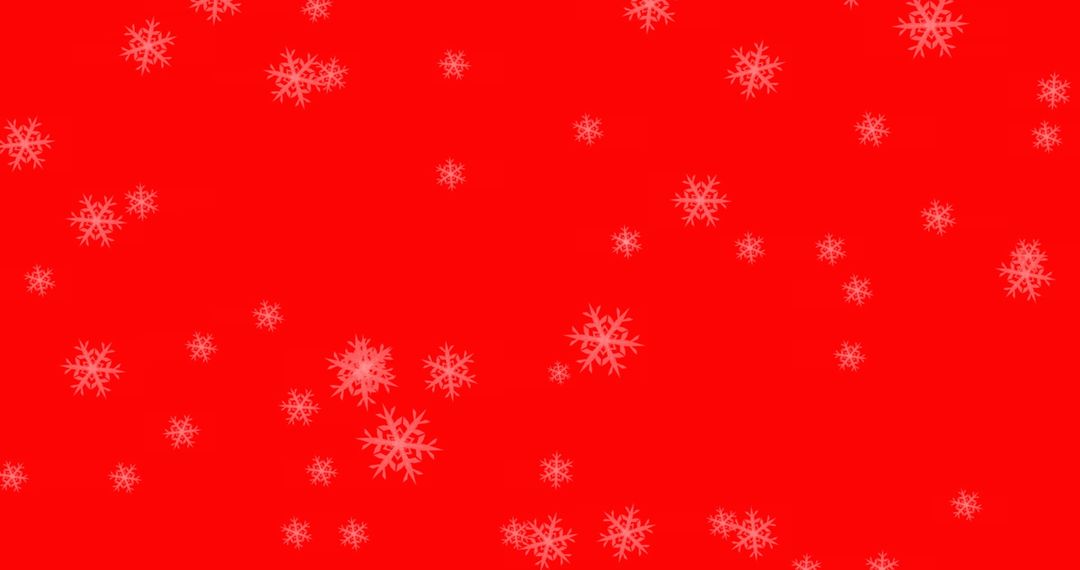 Falling Snowflakes on Vibrant Red Christmas Backdrop