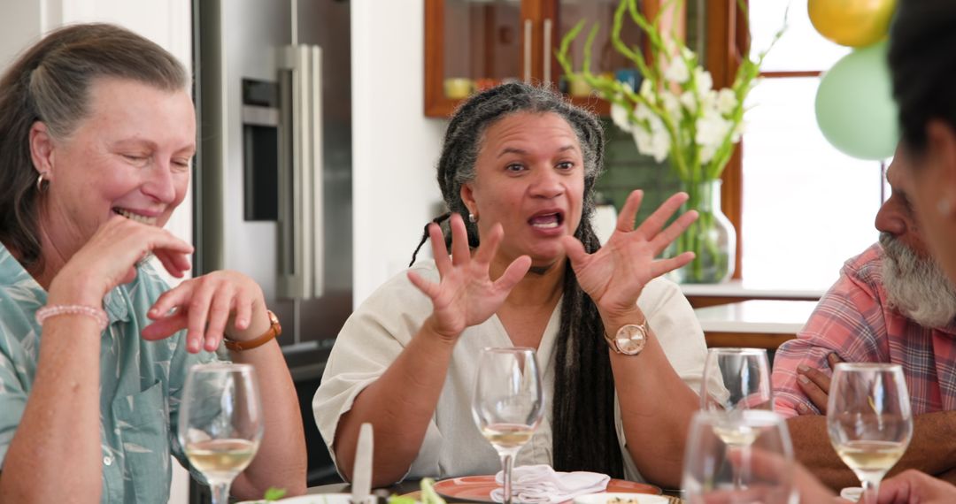 Diverse Senior Friends Enjoying Wine and Conversation