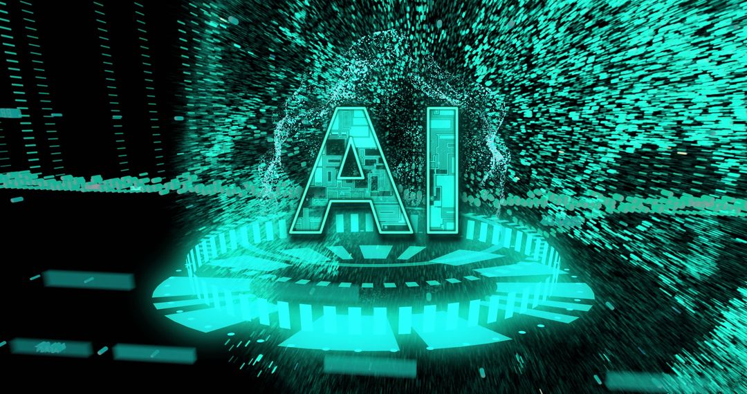 Futuristic AI Processing Concepts with Glowing Digital Particles