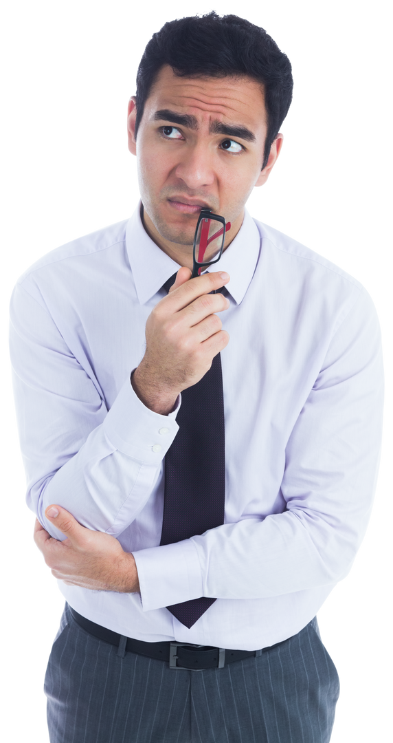 Pensive Biracial Businessman with Glasses Transparent Background - Download Free Stock Images Pikwizard.com