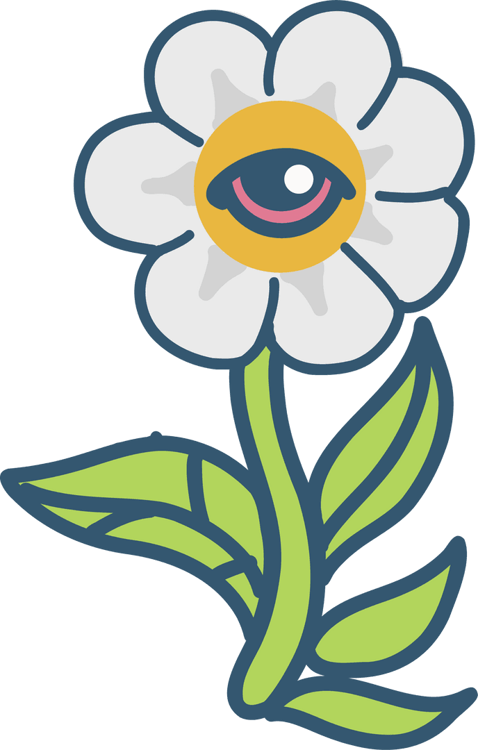 Whimsical Flower with Eye Design on Transparent Background