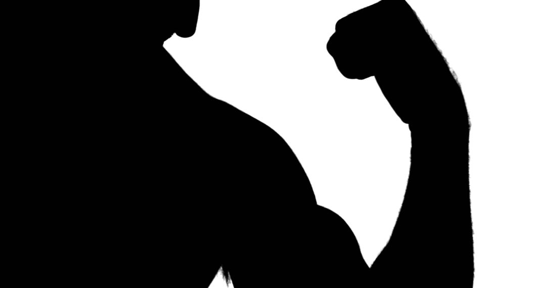 Muscular Silhouette Flexing Bicep with Copy Space Symbolizing Strength