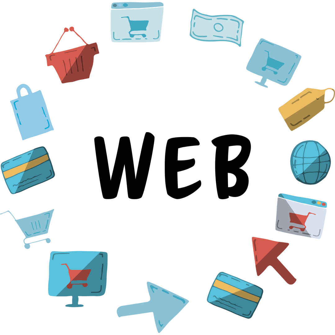 Transparent Ecommerce Icons in Circular Arrangement