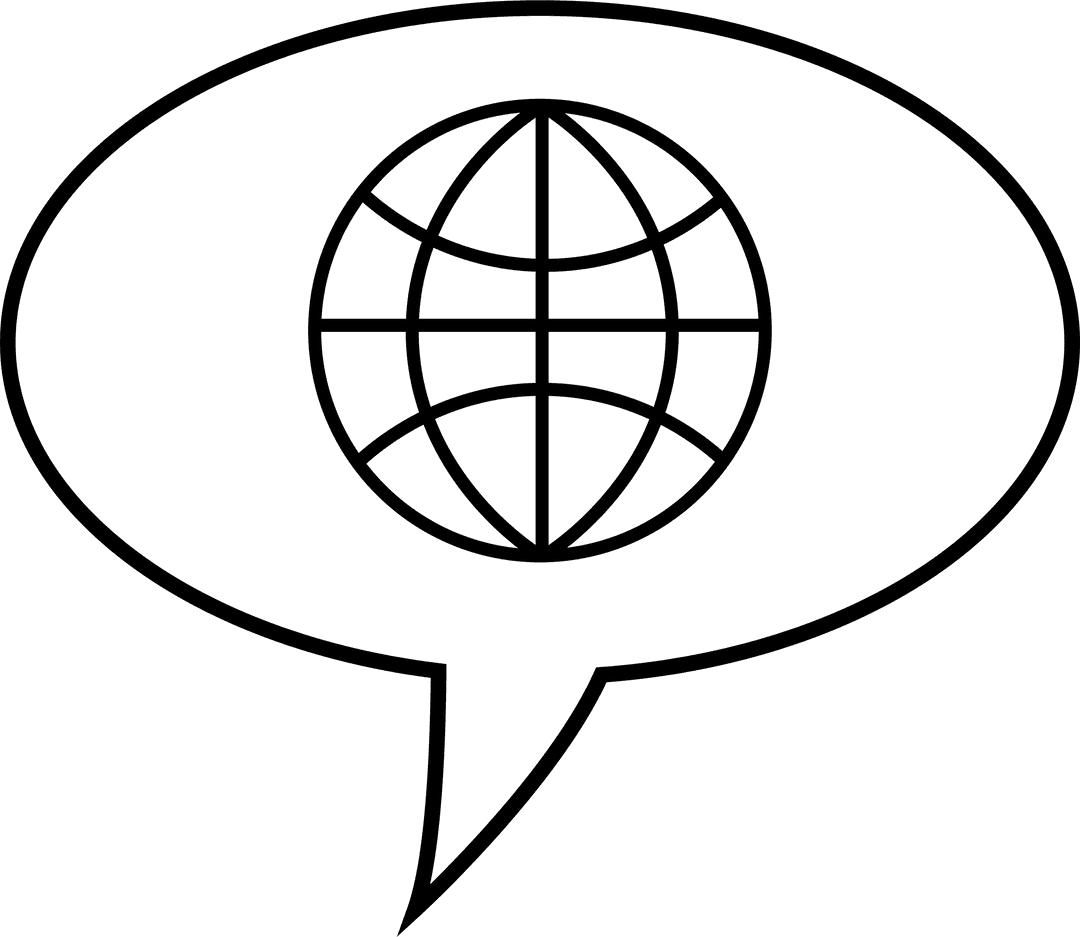 Vector Globe Icon on Transparent Speech Bubble