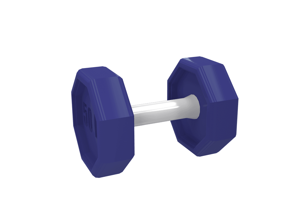 Blue and White Dumbbell Illustration on Transparent Background
