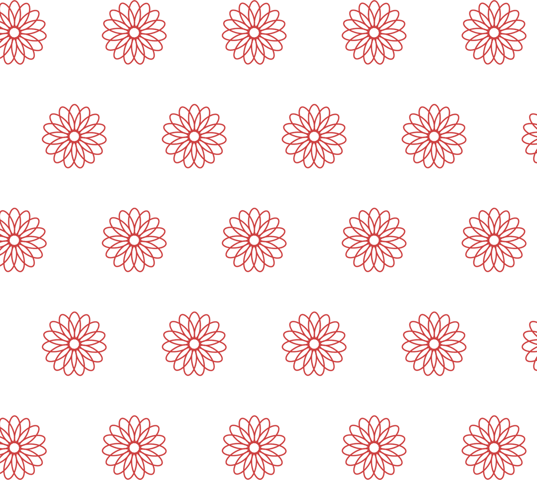 Red Flower Shapes Seamless Pattern on Transparent Background
