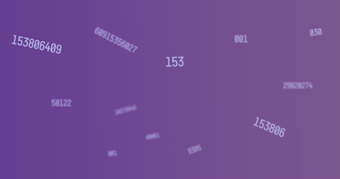 Floating Numbers and Symbols on Purple Abstract Background
