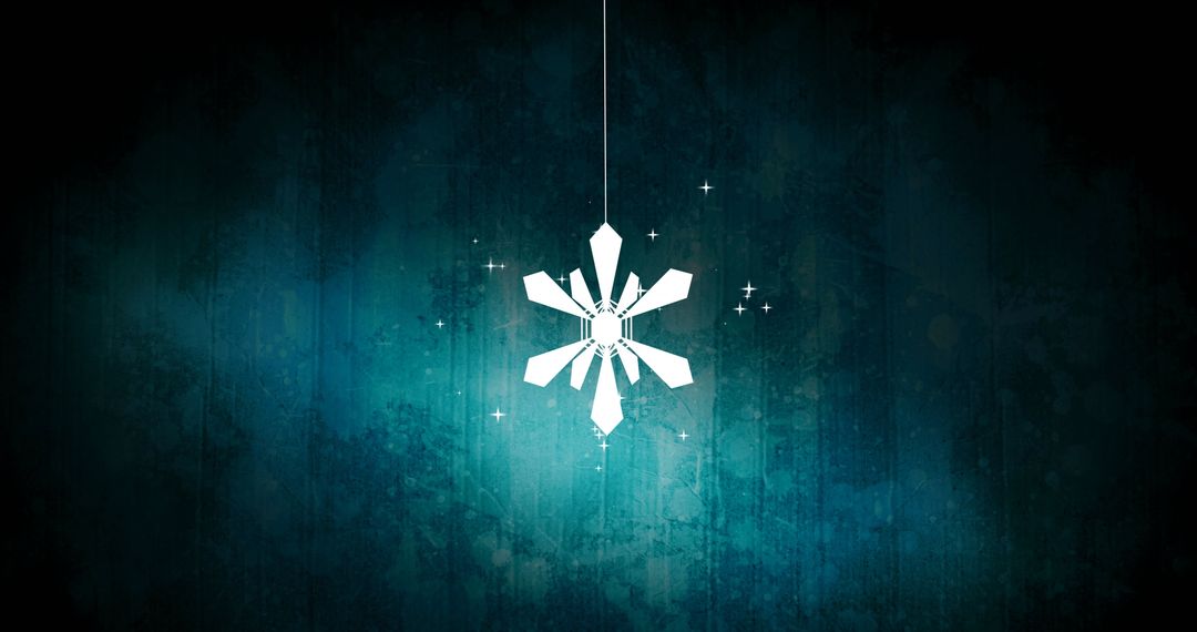 Elegant Snowflake on Teal Background with Vertical Lines